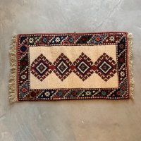 【57cm×92cm】デッドストック トルコ トライバルラグ ウールカーペット 総柄■インテリア マット エスニック 中東 絨毯 未使用 No.3
