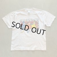 【L】JAZZ CATS プリントTシャツ 白■ビンテージ アメリカ古着 2000s JERZEES コットン ニューオーリンズ ジャズ キャット ネコ 猫