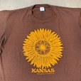 画像2: 【L/XL】80s USA製 JERZEES ヒマワリ プリントTシャツ ブラウン 茶色■ビンテージ オールド アメリカ古着 ラッセル 花柄 アート