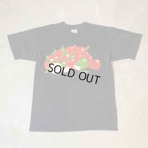 画像1: 【L】90s カナダ製 GILDAN リンゴ プリントTシャツ ブラック 黒■ビンテージ オールド アメリカ古着 ギルダン オールコットン