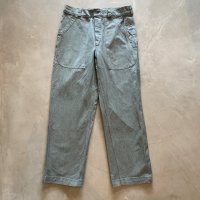 【W36】スイス軍 グリーンデニム ワーク オーバーパンツ■ビンテージ オールド ヨーロッパ古着 ユーロミリタリー ベイカーパンツ No.2