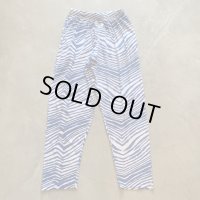 【Free W26〜W36】ZUBAZ ウエストゴム イージーパンツ タイガーストライプ ゼブラ 総柄 白青■ビンテージ アメリカ古着 90s ズバズ No.6