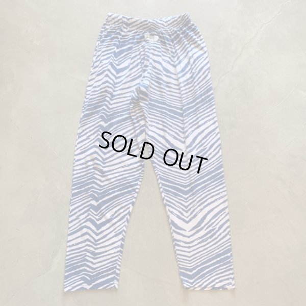 画像1: 【Free W26〜W36】ZUBAZ ウエストゴム イージーパンツ タイガーストライプ ゼブラ 総柄 白青■ビンテージ アメリカ古着 90s ズバズ No.6