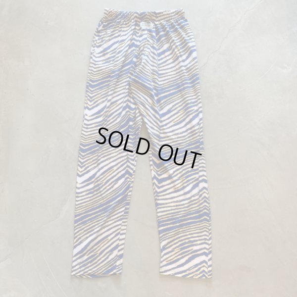 画像1: 【Free W28〜W38】ZUBAZ ウエストゴム イージーパンツ タイガーストライプ 総柄 白青黄■ビンテージ アメリカ古着 90s ズバズ No.7