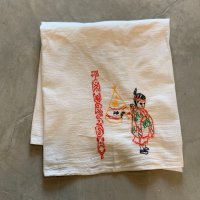 【65cm×92cm】「THURSDAY」ネイティブアメリカン 刺繍入り フィードサック テーブルナプキン■ビンテージ アンティーク アメリカ雑貨