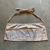 【19cm×46cm】LUMBER JACK キャンバス エプロン 白青■ビンテージ アンティーク アメリカ古着 前掛け ワーク ランバージャック 企業
