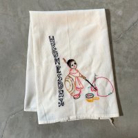 【70cm×70cm】「WEDNESDAY」ネイティブアメリカン 刺繍入り フィードサック テーブルナプキン■ビンテージ アンティーク アメリカ雑貨