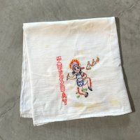 【65cm×94cm】「TUESDAY」ネイティブアメリカン 刺繍入り フィードサック テーブルナプキン■ビンテージ アンティーク アメリカ雑貨