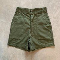 【W26相当】80s デッドストック ベイカーパンツ ショーツ ショートパンツ オリーブ■ビンテージ アメリカ古着 レディース ミリタリー