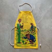 【70cm×43cm】WESTERN PUBLISHING CO. プリント エプロン 黄色■ビンテージ アンティーク アメリカ古着 絵本 洋書
