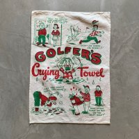 【57cm×40cm】「GOLFER'S」コットン タペストリー■ビンテージ アンティーク アメリカ雑貨 ゴルフ インテリア