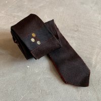 【幅 4.8cm】ダメージ有り UNKNOWN シルク ナロータイ ネクタイ 赤茶■ビンテージ オールド レトロ アメリカ古着 60s