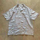 【XL】CUBAVERA リネン 半袖キューバシャツ 水色■ビンテージ オールド アメリカ古着 ボックス オープンカラー 開襟 ビッグサイズ