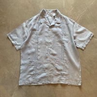 【XL】CUBAVERA リネン 半袖キューバシャツ 水色■ビンテージ オールド アメリカ古着 ボックス オープンカラー 開襟 ビッグサイズ