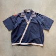 画像1: 【M/L】〜60s Amberley 半袖シャツ ギンガムチェック切替■ビンテージ アメリカ古着 ボックス デザイン オープンカラー 開襟 (1)