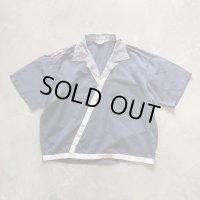 【M/L】〜60s Amberley 半袖シャツ ギンガムチェック切替■ビンテージ アメリカ古着 ボックス デザイン オープンカラー 開襟