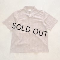 【M/L】LL BEAN コットン オープンカラー 半袖シャツ 茶系 総柄 小紋柄■ビンテージ オールド アメリカ古着 開襟 エルエルビーン 2000s