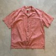 画像1: 【M/L】LL BEAN コットン オープンカラー 半袖シャツ 赤系 総柄 小紋柄■ビンテージ オールド アメリカ古着 開襟 エルエルビーン 2000s (1)