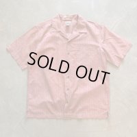 【M/L】LL BEAN コットン オープンカラー 半袖シャツ 赤系 総柄 小紋柄■ビンテージ オールド アメリカ古着 開襟 エルエルビーン 2000s