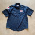 画像1: 【XL】USA製 Wear Guard ワッペン付き 半袖ワークシャツ ネイビー 紺色■ビンテージ オールド アメリカ古着 80s/90s レッドクロス 赤十字 (1)