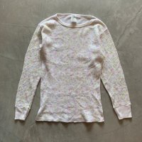 【Ladies】USA製 Hanes 長袖サーマルシャツ 小花柄■ビンテージ オールド レトロ アメリカ古着 レディース ヘインズ 総柄 ロンT No.1