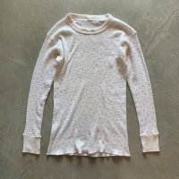 【Ladies】UNKNOWN 長袖サーマルシャツ 白青 小花柄■ビンテージ オールド レトロ アメリカ古着 レディース 総柄 ロンT No.8