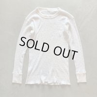 【Ladies】UNKNOWN 長袖サーマルシャツ 白青 小花柄■ビンテージ オールド レトロ アメリカ古着 レディース 総柄 ロンT No.8