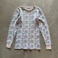 画像1: 【Ladies】UNKNOWN 長袖サーマルシャツ 白ベース 花柄■ビンテージ オールド レトロ アメリカ古着 レディース 総柄 ロンT No.6 (1)