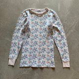 【Ladies】UNKNOWN 長袖サーマルシャツ 白ベース 花柄■ビンテージ オールド レトロ アメリカ古着 レディース 総柄 ロンT No.6