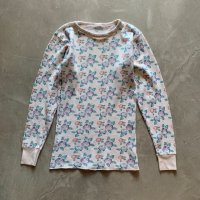 【Ladies】UNKNOWN 長袖サーマルシャツ 白ベース 花柄■ビンテージ オールド レトロ アメリカ古着 レディース 総柄 ロンT No.6