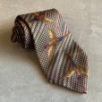画像1: 【幅 9.8cm】USA製 Eddie Bauer 鳥 シルクネクタイ 総柄 茶系■ビンテージ オールド レトロ アメリカ古着 80s-90s エディーバウアー (1)