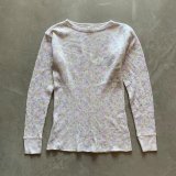 【Ladies】USA製 Hanes 長袖サーマルシャツ 小花柄■ビンテージ オールド レトロ アメリカ古着 レディース ヘインズ 総柄 ロンT No.2