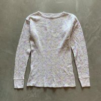 【Ladies】USA製 Hanes 長袖サーマルシャツ 小花柄■ビンテージ オールド レトロ アメリカ古着 レディース ヘインズ 総柄 ロンT No.2