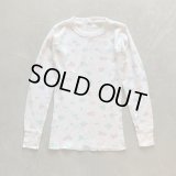 【Ladies】80s UNKNOWN 長袖サーマルシャツ 白ベース 花柄■ビンテージ オールド レトロ アメリカ古着 レディース 総柄 ロンT No.4