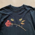 画像2: 【Ladies】90s-2000s 猫×薔薇 プリントTシャツ ブラック 黒■ビンテージ アメリカ古着 ギルダン レディース オールコットン ネコ バラ