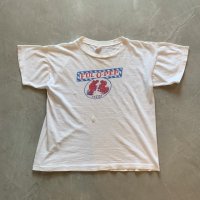 【S or Ladies】50s-60s Champion ランタグ 染み込みプリントTシャツ 白■ビンテージ オールド アメリカ古着 レディース オールコットン
