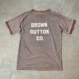 画像1: 【L】80s USA製 Brown Button Co. バックプリント リンガーTシャツ 杢ブラウン 茶色■ビンテージ オールド アメリカ古着 anvil アンビル (1)