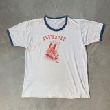 【L】70s USA製 SHOW BOAT 船 プリント リンガーTシャツ 白■ビンテージ オールド アメリカ古着 USA製 マリン セーラー