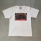 【L】90s PORSCHE プリントTシャツ 白■ビンテージ オールド アメリカ古着 車 モーター系 ポルシェ サイケデリック アブストラクトアート