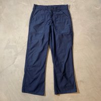 【W32-W33】70s USN ユーティリティ フレア トラウザーズパンツ ネイビー 紺■ビンテージ アメリカ古着 米軍 ベイカーパンツ ミリタリー