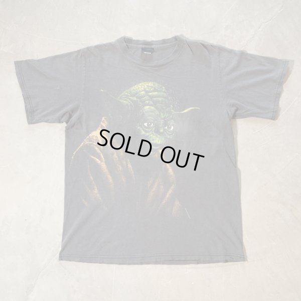 画像1: 【L/XL】90s USA製 スターウォーズ ヨーダ プリントTシャツ 黒フェード ブラック■ビンテージ オールド アメリカ古着 コットン 墨黒