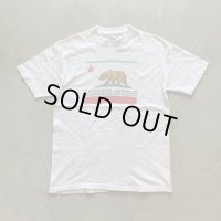 【L】90s USA製 Hanes カリフォルニアリパブリック プリントTシャツ 白■ビンテージ アメリカ古着 ヘインズ コットン シングルステッチ 熊