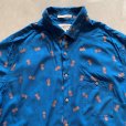 画像2: 【L/XL】90s CAMPIA パイナップル 半袖レーヨンシャツ 青 総柄■ビンテージ オールド アメリカ古着 フルーツ柄 アート