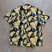 【2XL】SSLR バナナ コットン 半袖シャツ 総柄■アメリカ古着 フルーツ ビッグサイズ オーバーシルエット