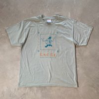 【L】90s Hanes プリントTシャツ グレー系 アースカラー■ビンテージ オールド アメリカ古着 アート コットン ヘインズ EXCEL エクセル