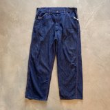 【W34】UNKNOWN デニム オレンジステッチ ペインターパンツ 青 濃紺■ビンテージ オールド アメリカ古着 70s ワークパンツ