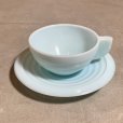 画像1: 【4.8cm】フランス製 ミルクガラス カップ＆ソーサー ライトブルー■ビンテージ アンティーク ヨーロッパ雑貨 ブロカント コーヒー No.2 (1)