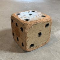 【11.5cm】UNKNOWN ハンドメイド ウッド ダイス サイコロ オブジェ■ビンテージ アンティーク レトロ アメリカ雑貨 木製 フォークアート