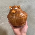 画像8: 【14.5cm】猫型 アニマルバスケットケース 箱■ビンテージ アンティーク レトロ アメリカ雑貨 ネコ キャット ラタン 籐編み