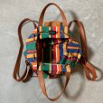 画像9: 【36cm×35cm】イタリア製 IL BISONTE レザー×キャンバスバッグ リュック マルチストライプ■古着 イルビゾンテ